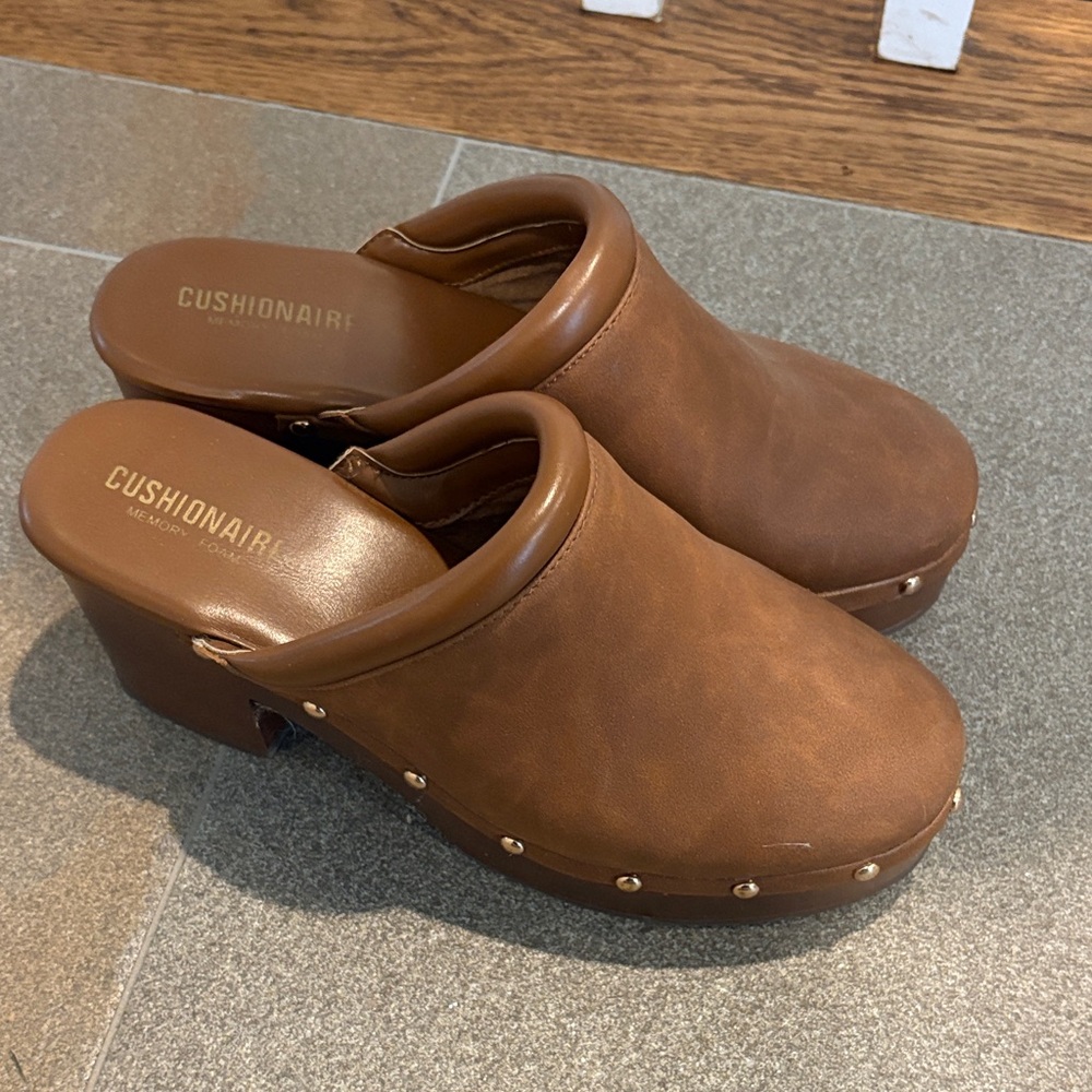Cushionaire Brown Studded Clog Mules